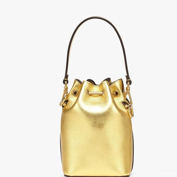 Affordable HOT Mini Tresor In Mon Bucket Gold Bag Leather Calf ROMA Fendi Logo 0726